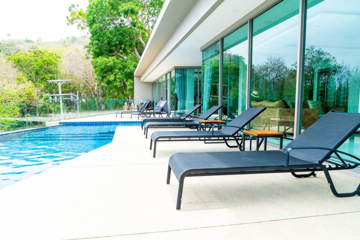 Empty pool bed with a drained basin, suggesting a pause or lack of activity