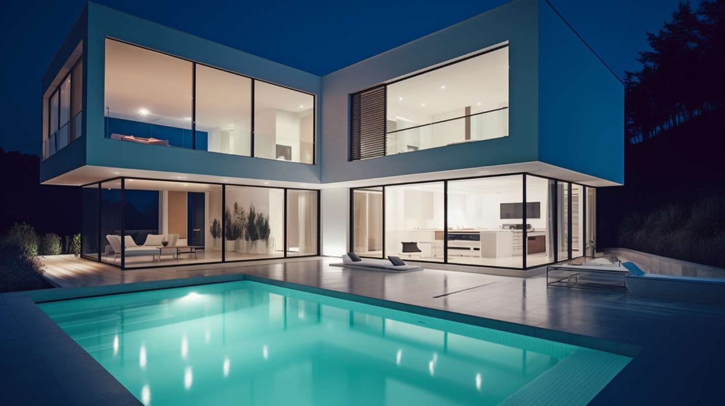 Modern house with pool, evoking cloud storage in EZ Pool Biller