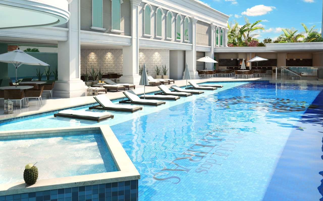 Luxury swimming pool at a home, hotel, spa, or apartment setting