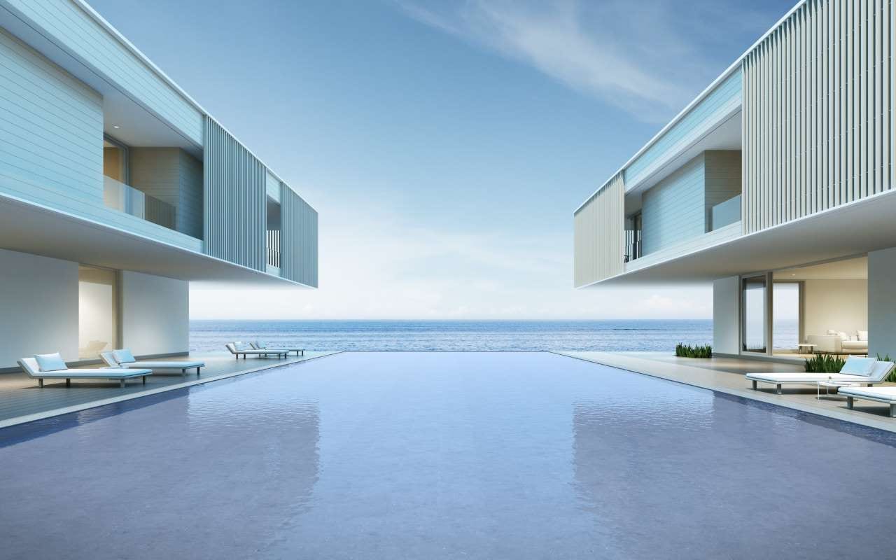 Modern house with swimming pool for pool service invoicing guide