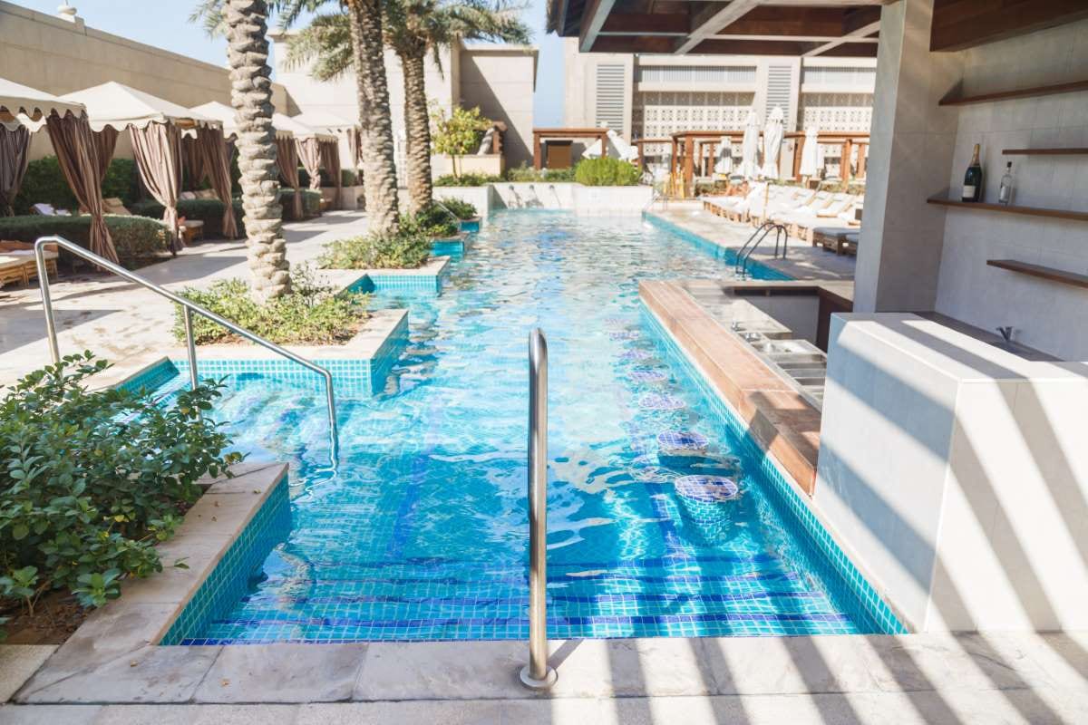 Outdoor swimming pool with clean water