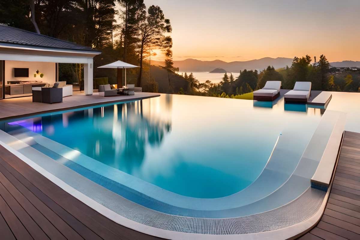 Ocean view from a terrace overlooking a pool