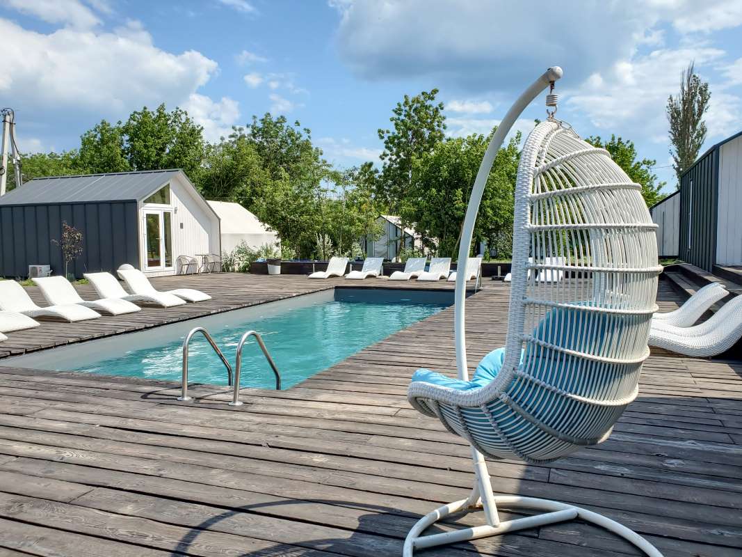 Sunny pool ready for service