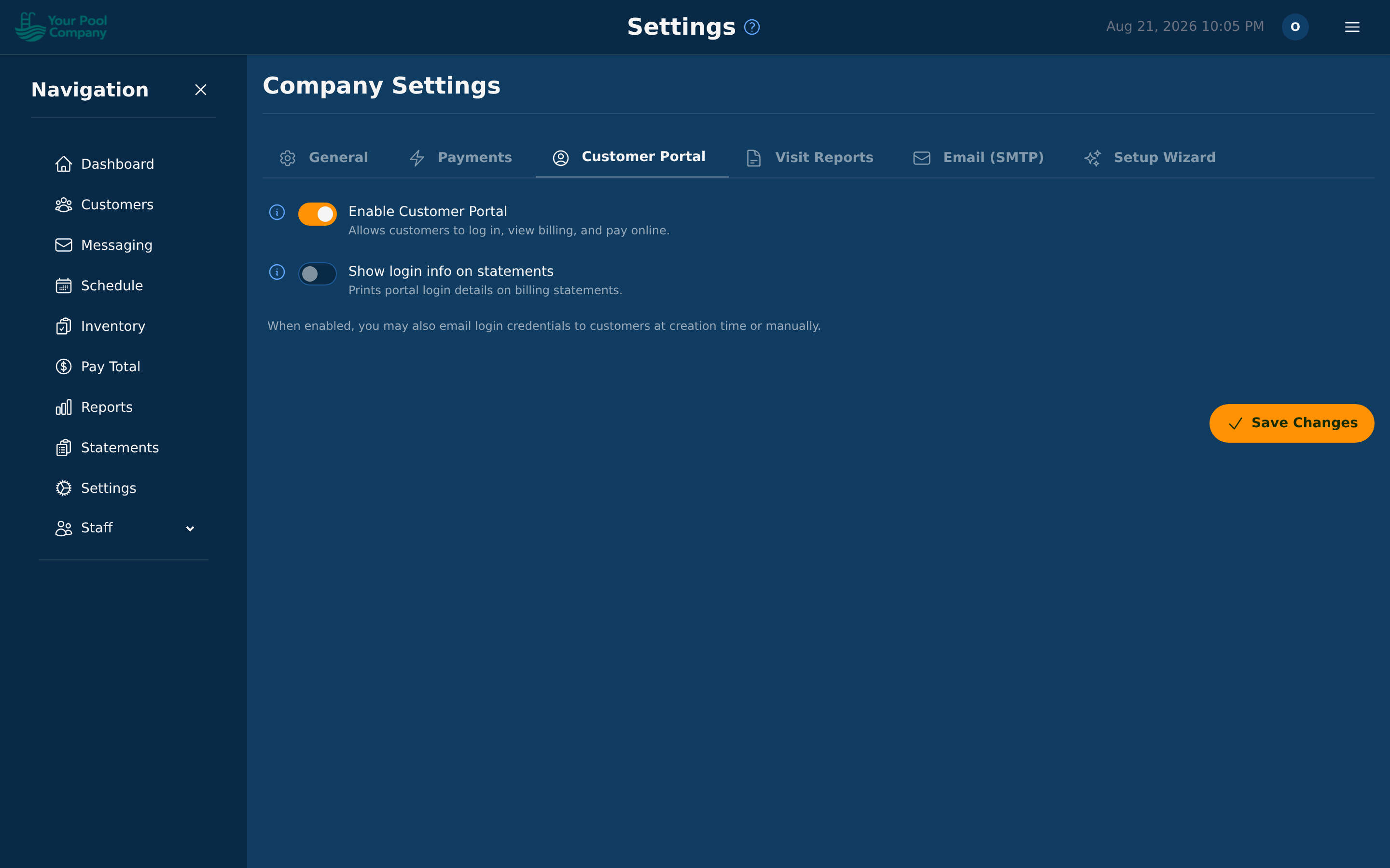 Customer Portal settings